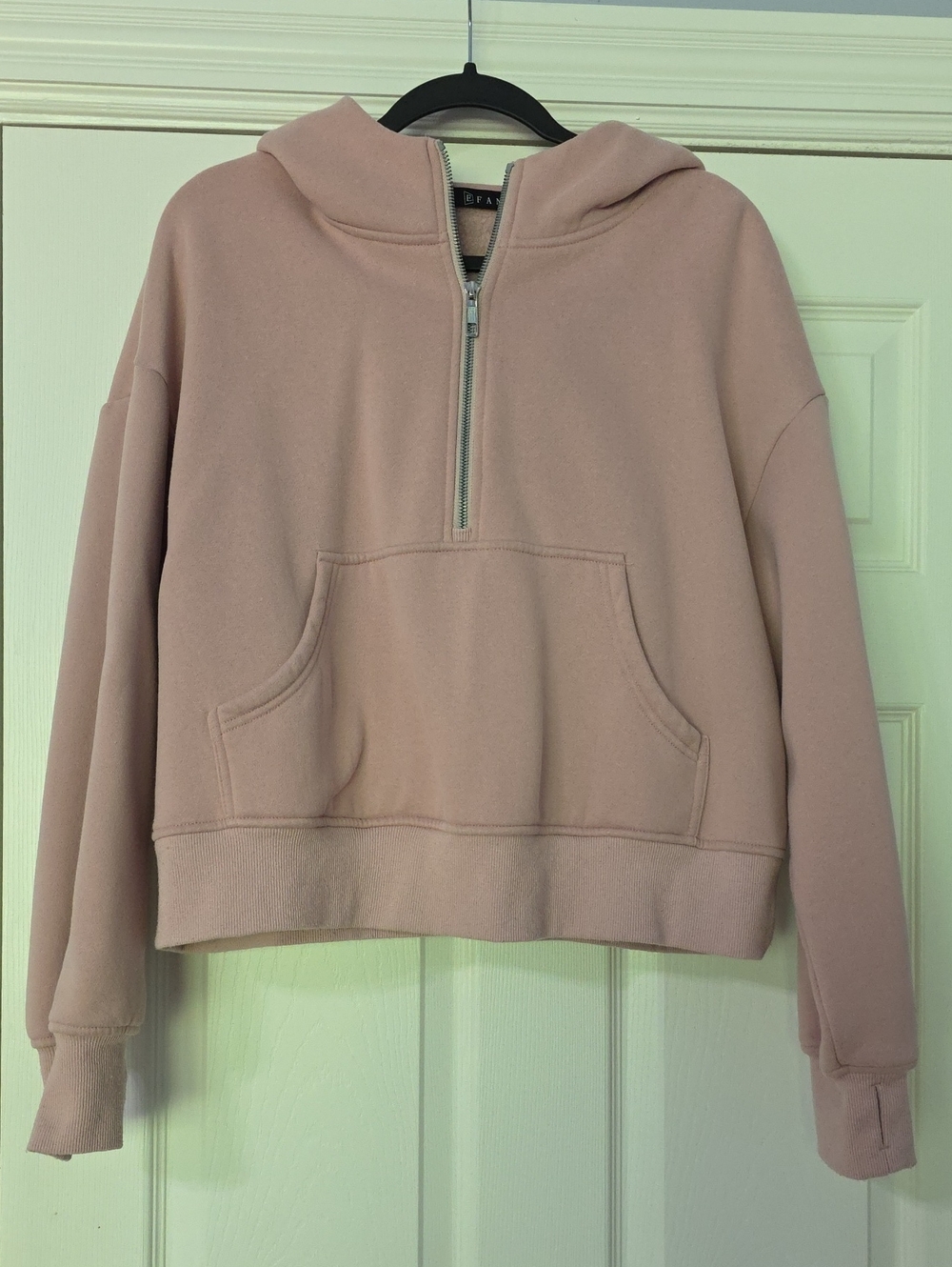 Half-Zip Hooded Sweater in Dusty Pink